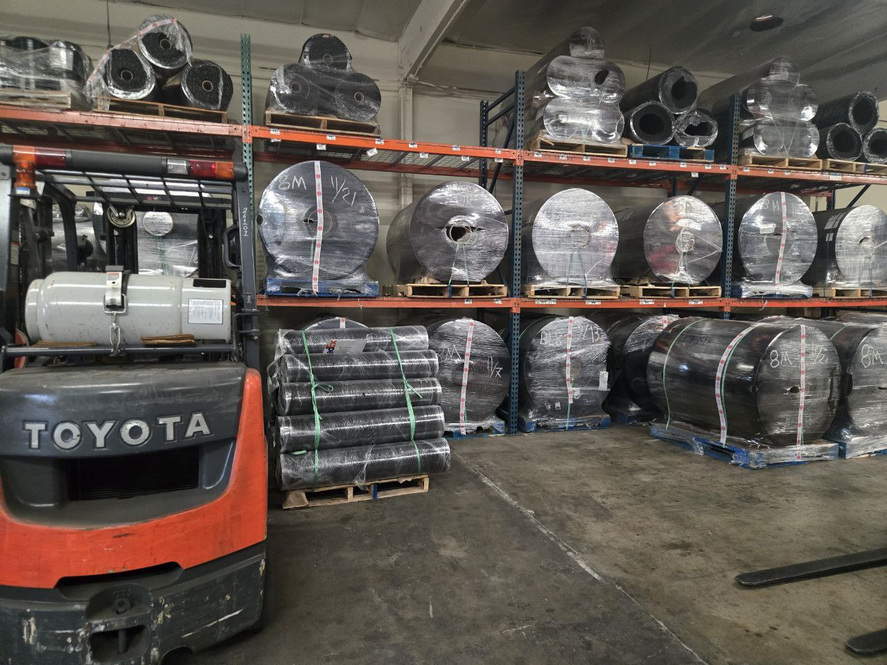 Custom cut flooring rolls ready for customer